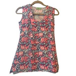 Katherine Way Pink Black and White Elephant Patterned Tunic - XS